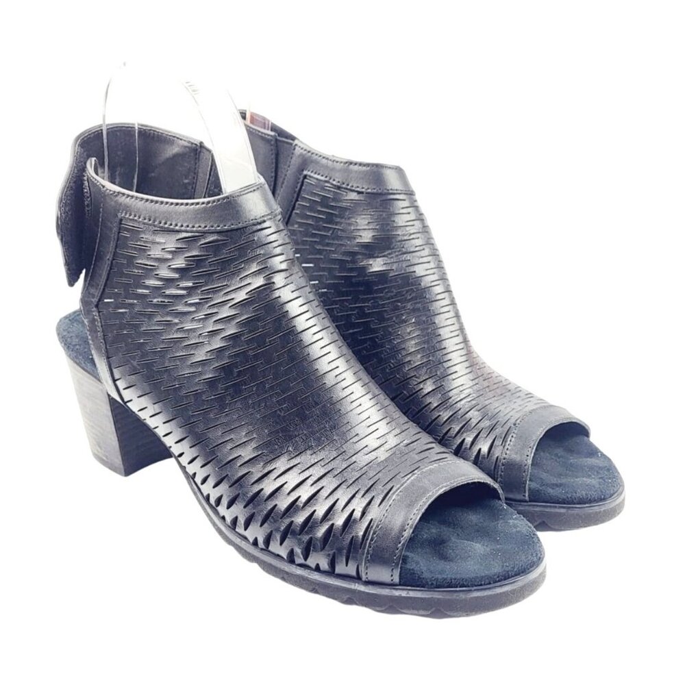 Walking Cradles Women's Nikki Heeled‎ Leather Sandal, Black - Size 8 N